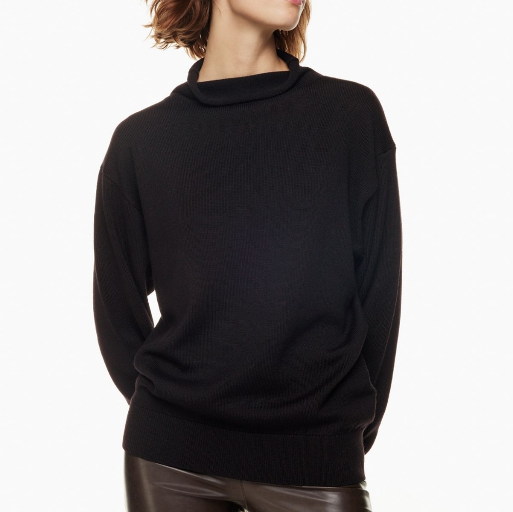 Aritzia Wilfred Montpellier Merino Wool Turtleneck in Black 🌱